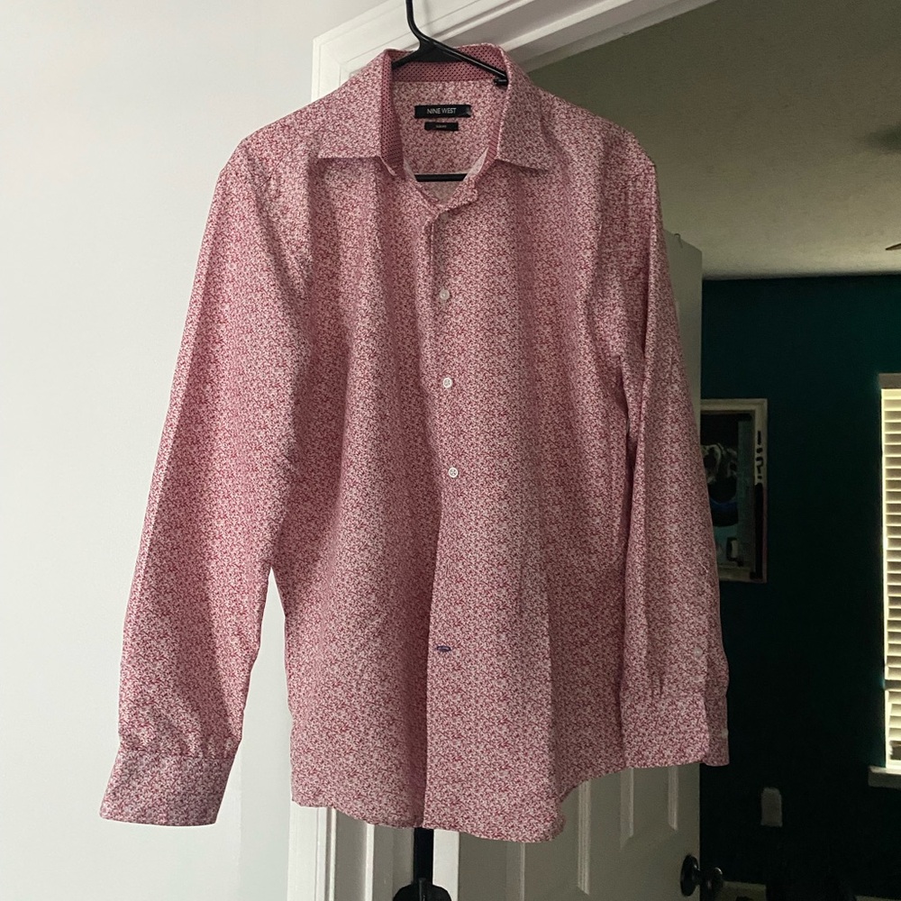 Nine West Pink Casual Button Down Shirt